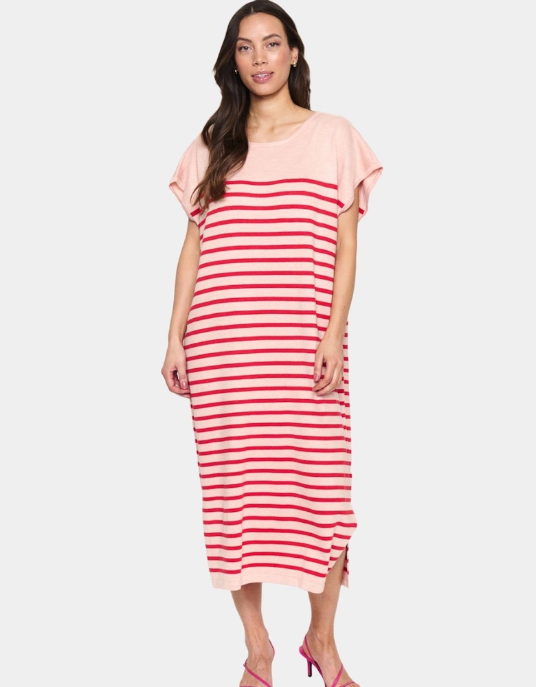 MilaSZ Striped Short Sleeve Midi Dress