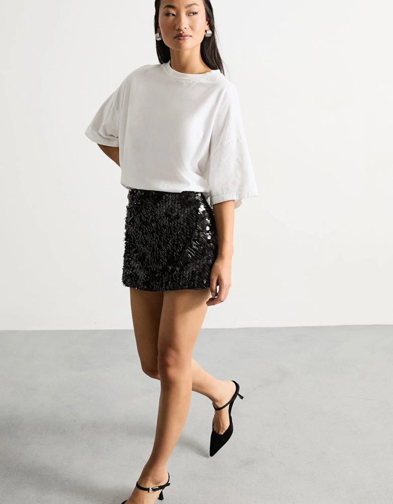 Petite Multi Sequin Mini Skirt