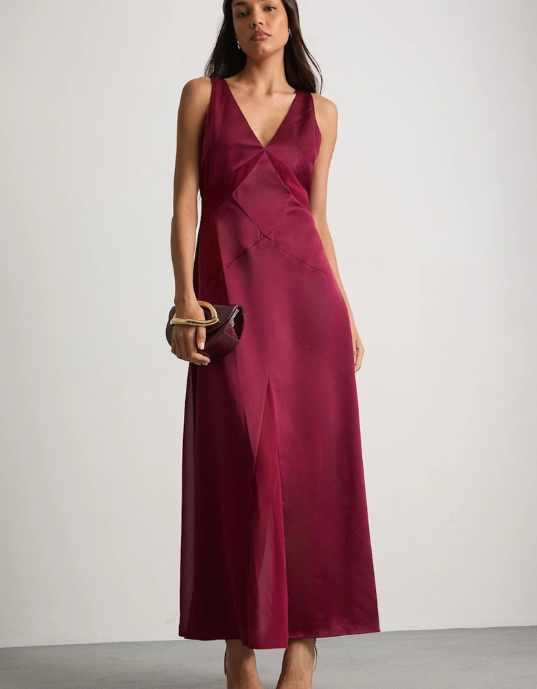 Satin And Chiffon Mix Midaxi Dress