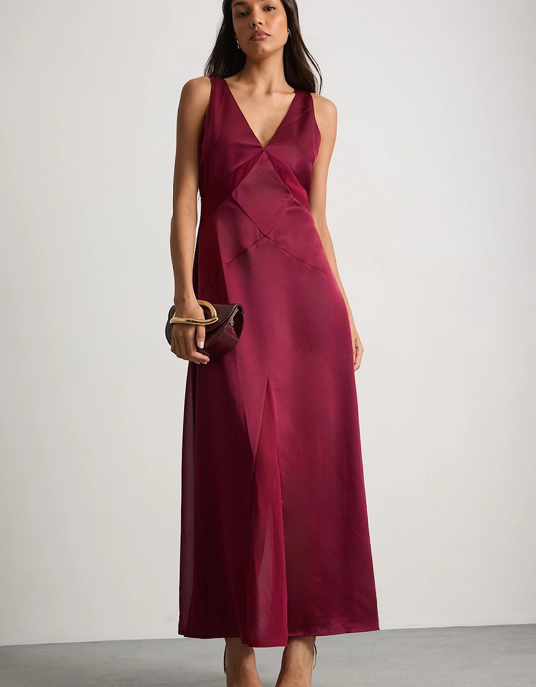 Satin And Chiffon Mix Midaxi Dress, 2 of 1