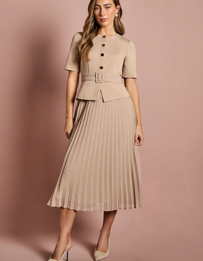 Bandage Pleat Skirt Midi Dress