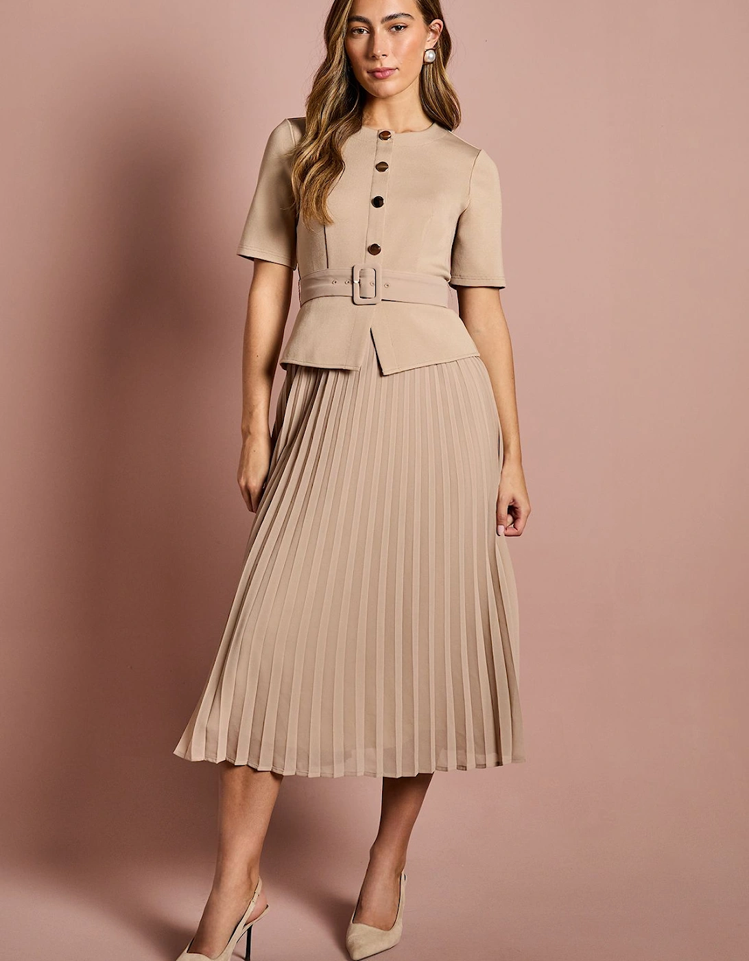 Bandage Pleat Skirt Midi Dress, 2 of 1
