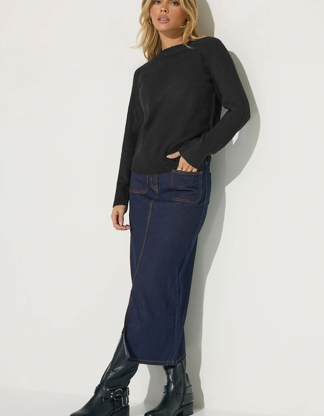 Petite Pocket Patch Denim Skirt, 2 of 1