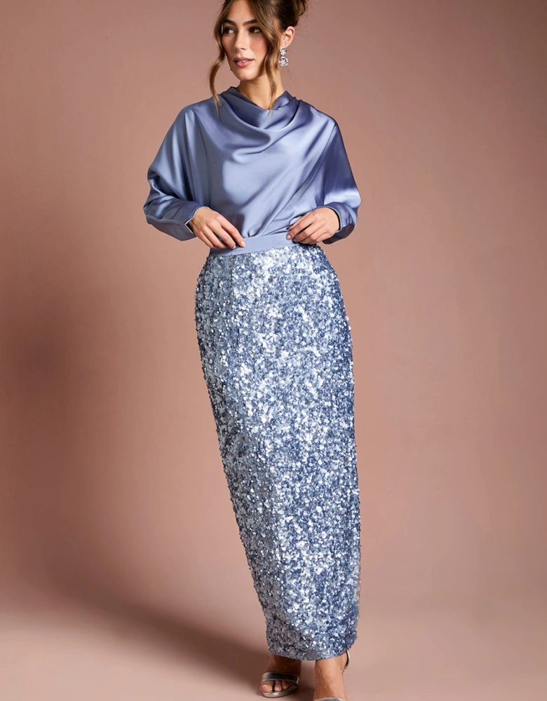 Sequin Column Maxi Skirt