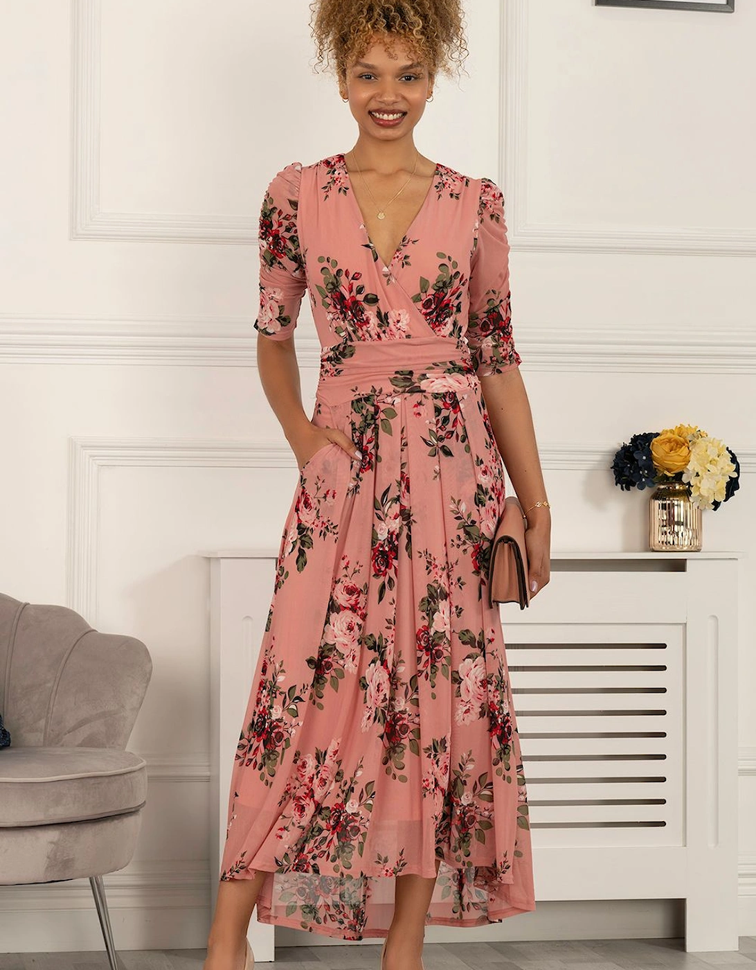 Haizley Floral Print Mesh Maxi Dress, 2 of 1