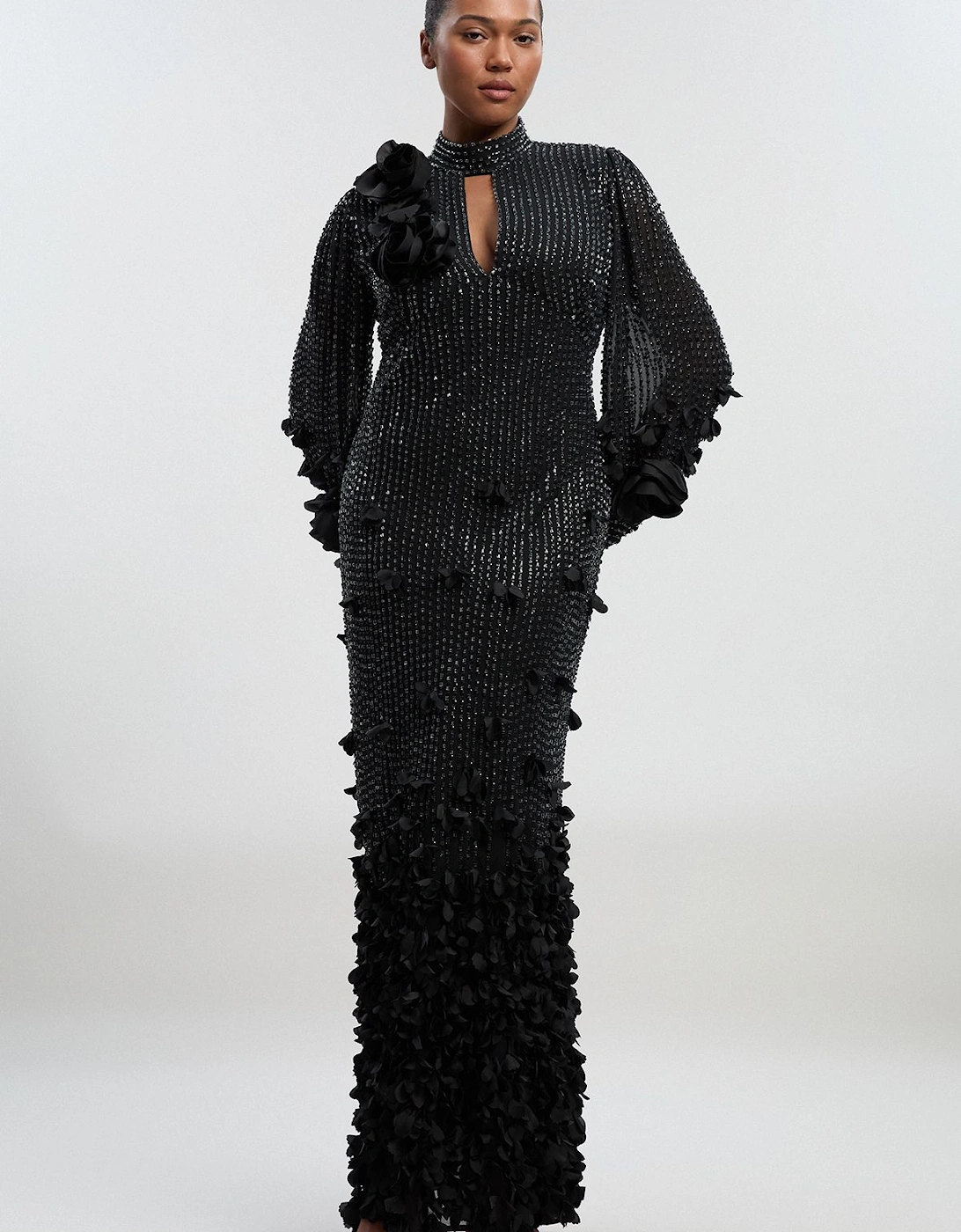 Plus Size Crystal Embellished Applique Woven Maxi Dress, 2 of 1