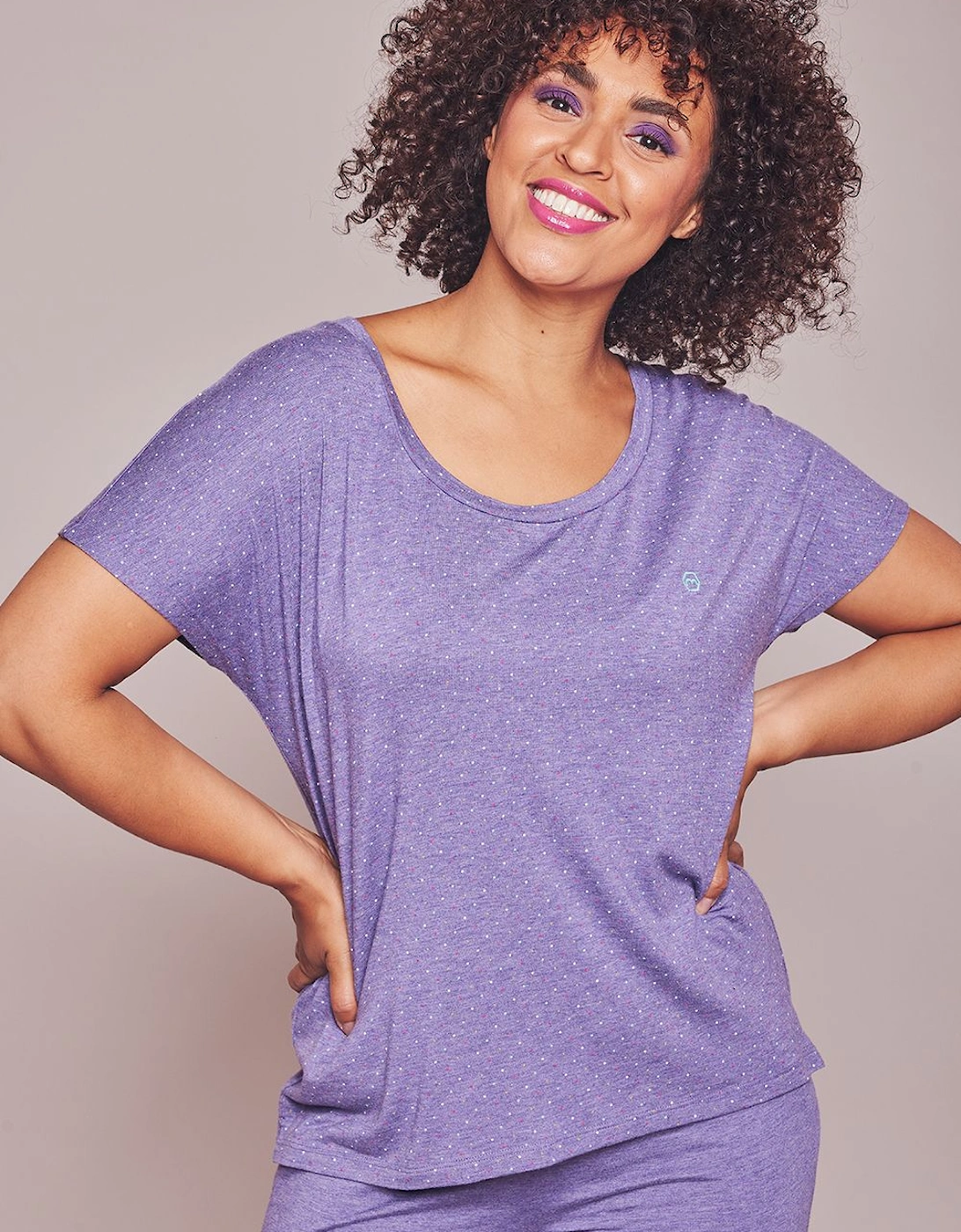 'Slumber Tee' Polka Dot Pyjama Top, 2 of 1