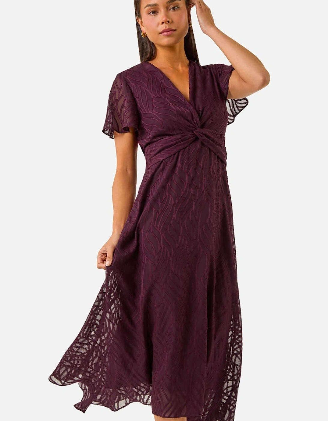 Petite Front Twist Jacquard Dress, 2 of 1