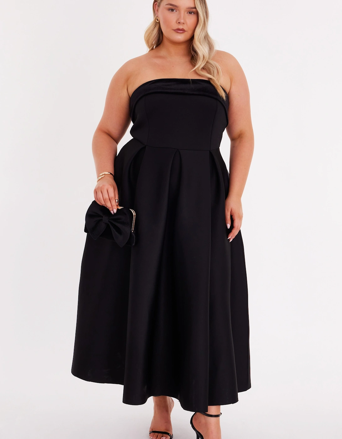 Black Velvet Trim Skater Dress, 2 of 1