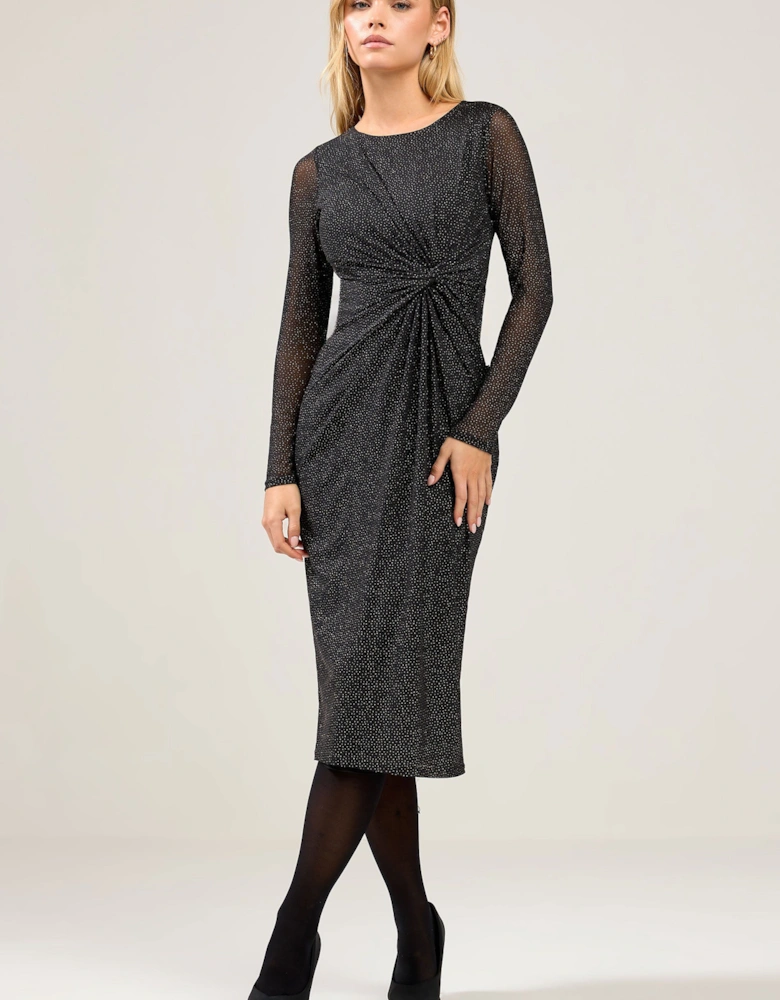 Petite Glitter Knot Front Dress