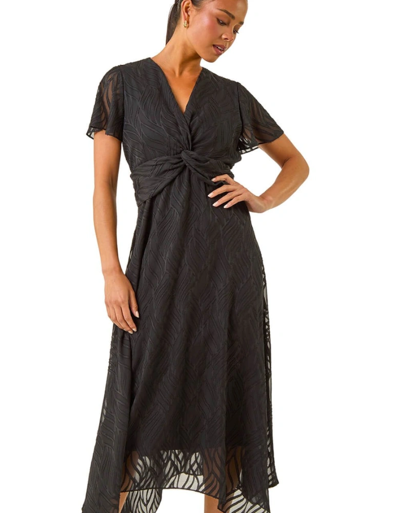 Petite Front Twist Jacquard Dress
