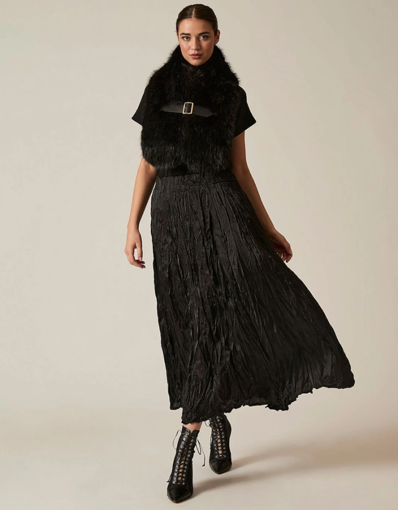Black Crinkled Maxi Skirt