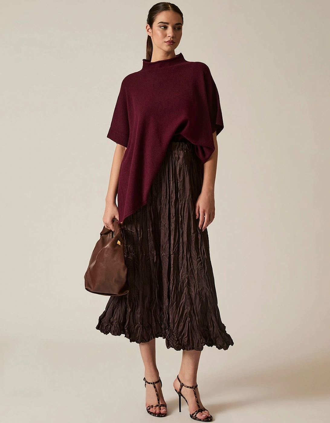 Brown Crinkled Maxi Skirt, 2 of 1