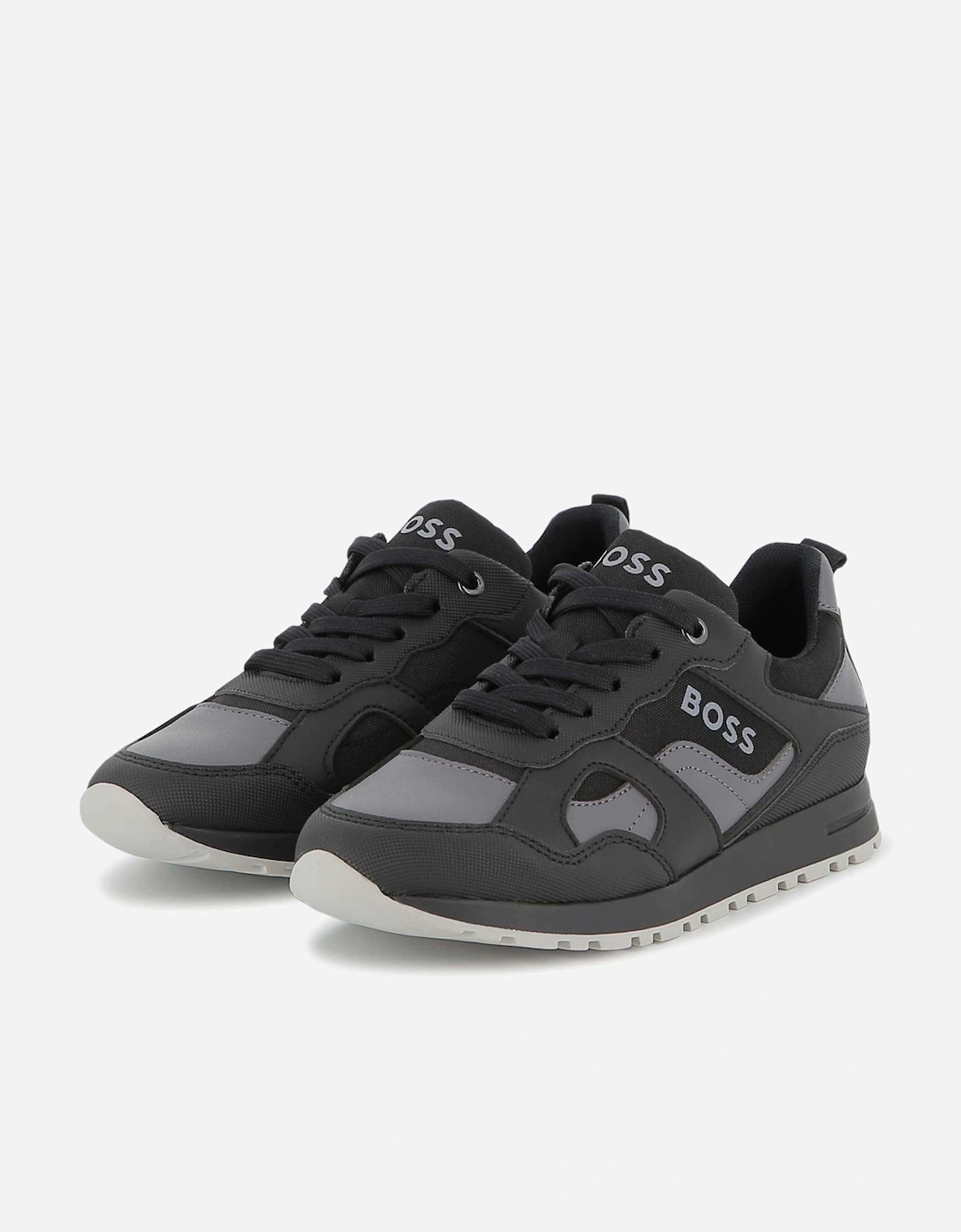 BOSS Boys Logo Trainers in Black