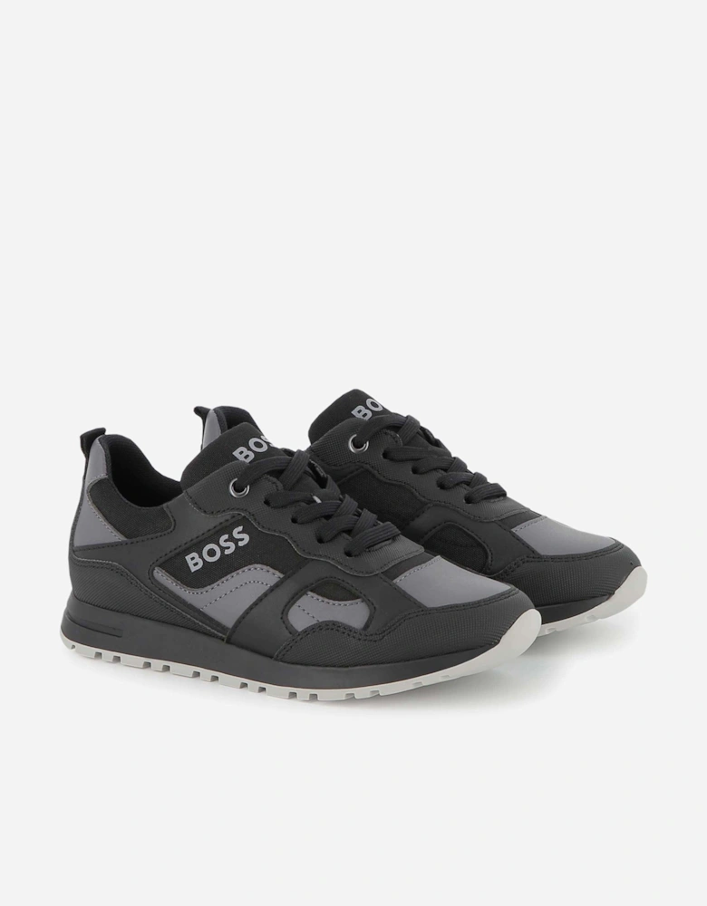 BOSS Boys Logo Trainers in Black