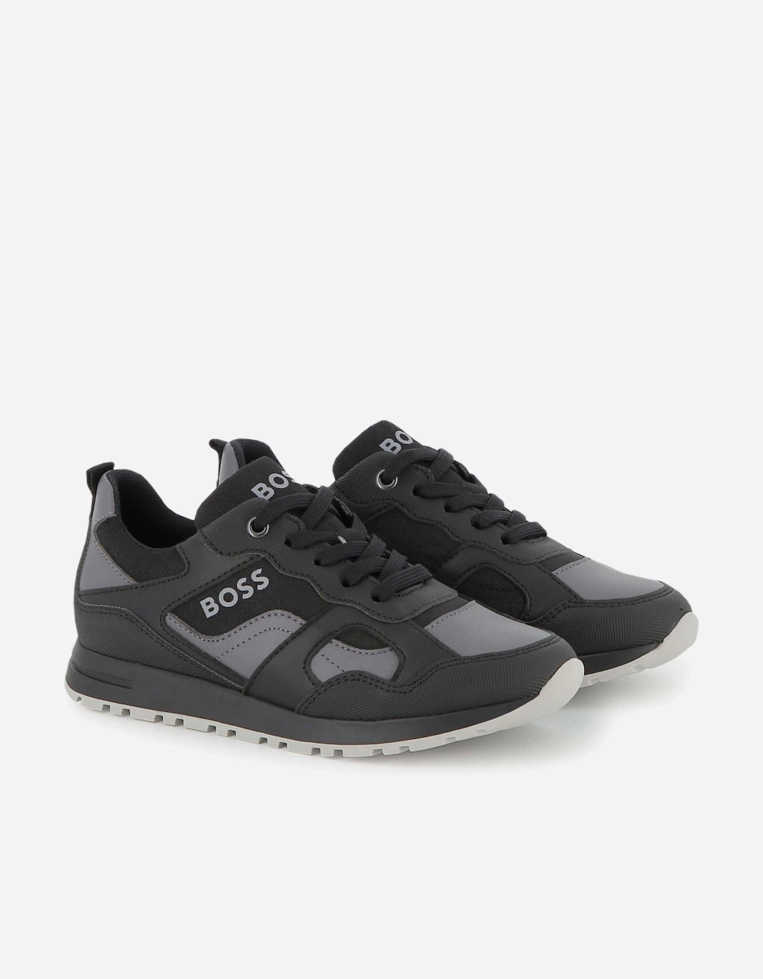 BOSS Boys Logo Trainers in Black