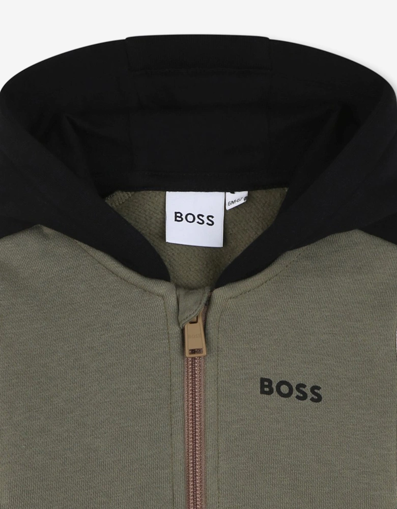 BOSS Baby Boys Logo Zip Up Top in Green
