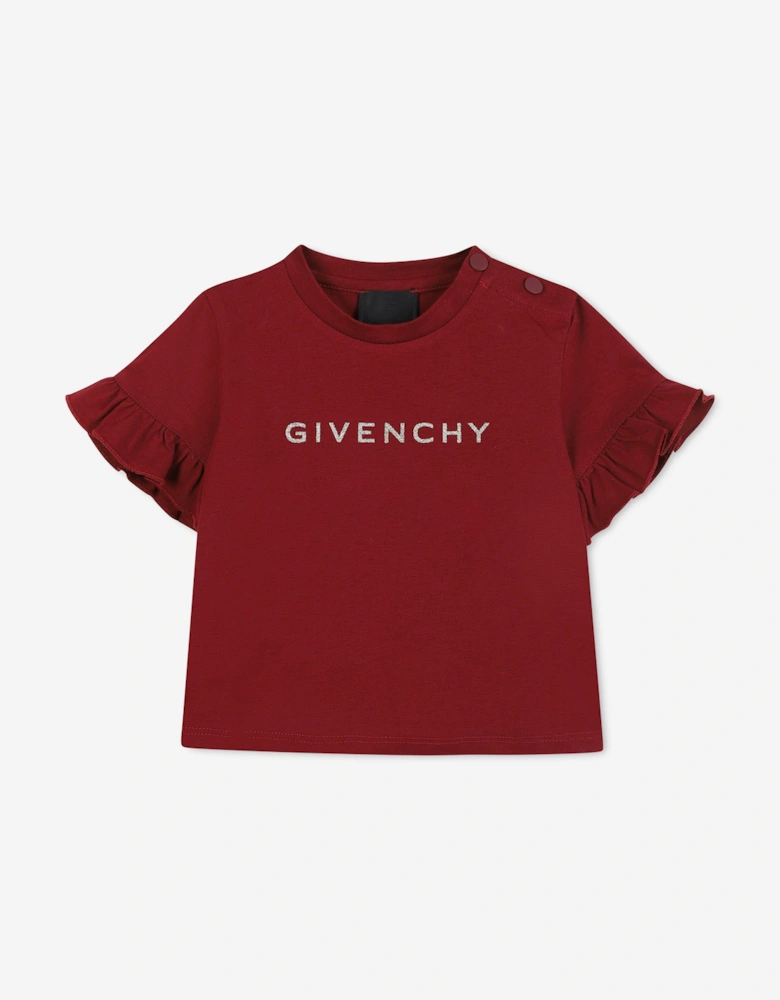 Baby Girls Logo Print T-Shirt in Red