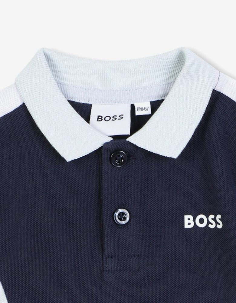 BOSS Baby Boys Logo Print Polo Shirt in Navy