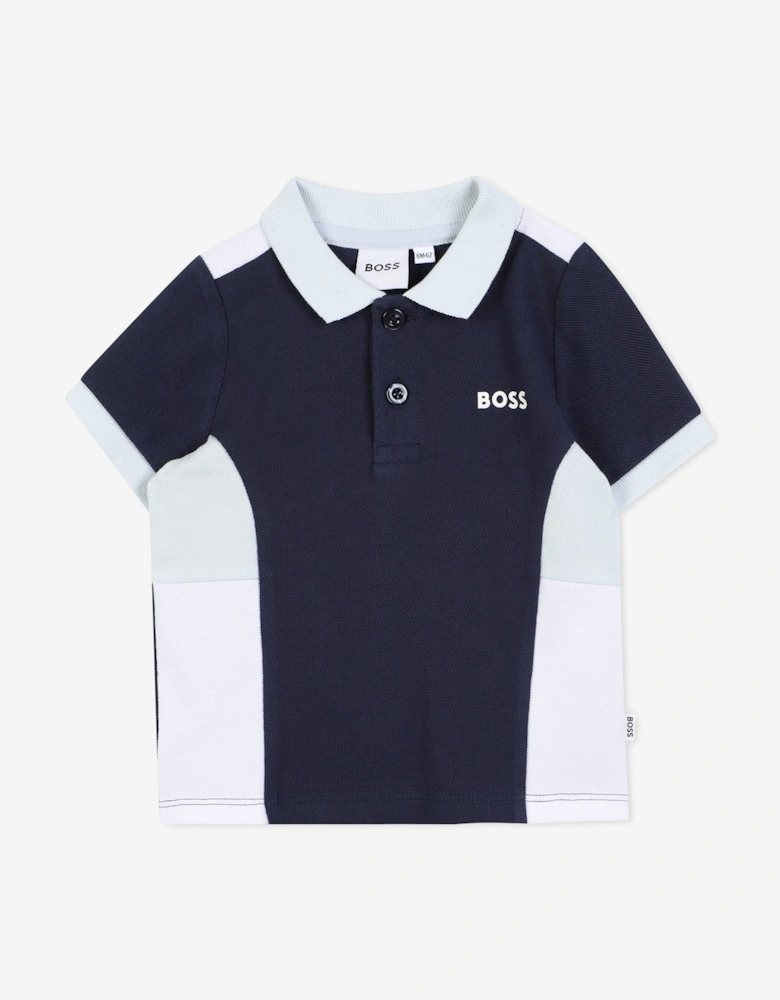 BOSS Baby Boys Logo Print Polo Shirt in Navy