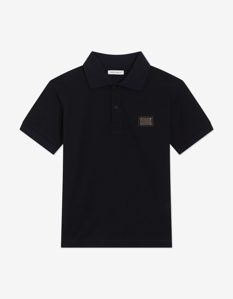 Boys Plaque Logo Polo Shirt In Navy