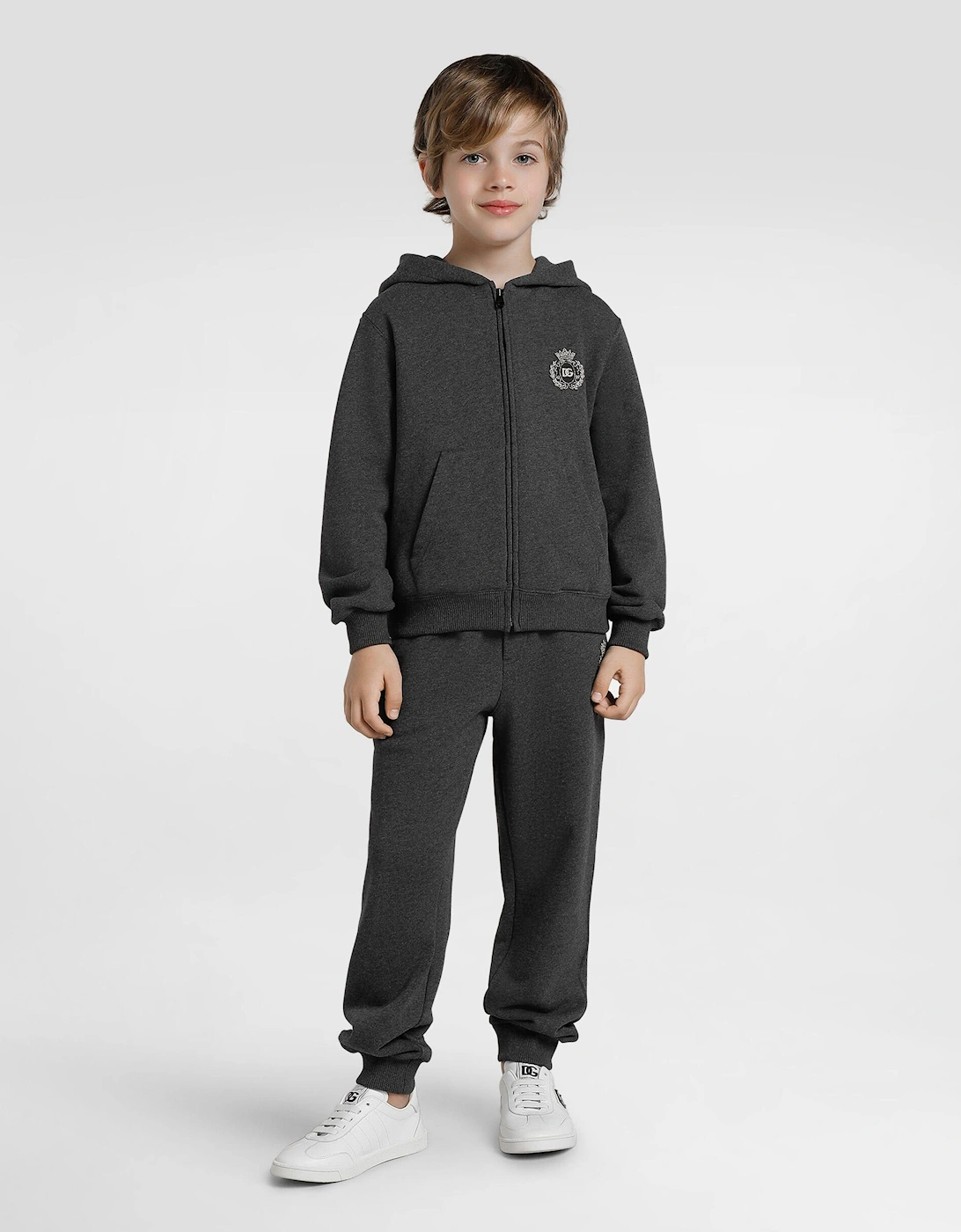 Boys Logo Zip Up Top in Grey