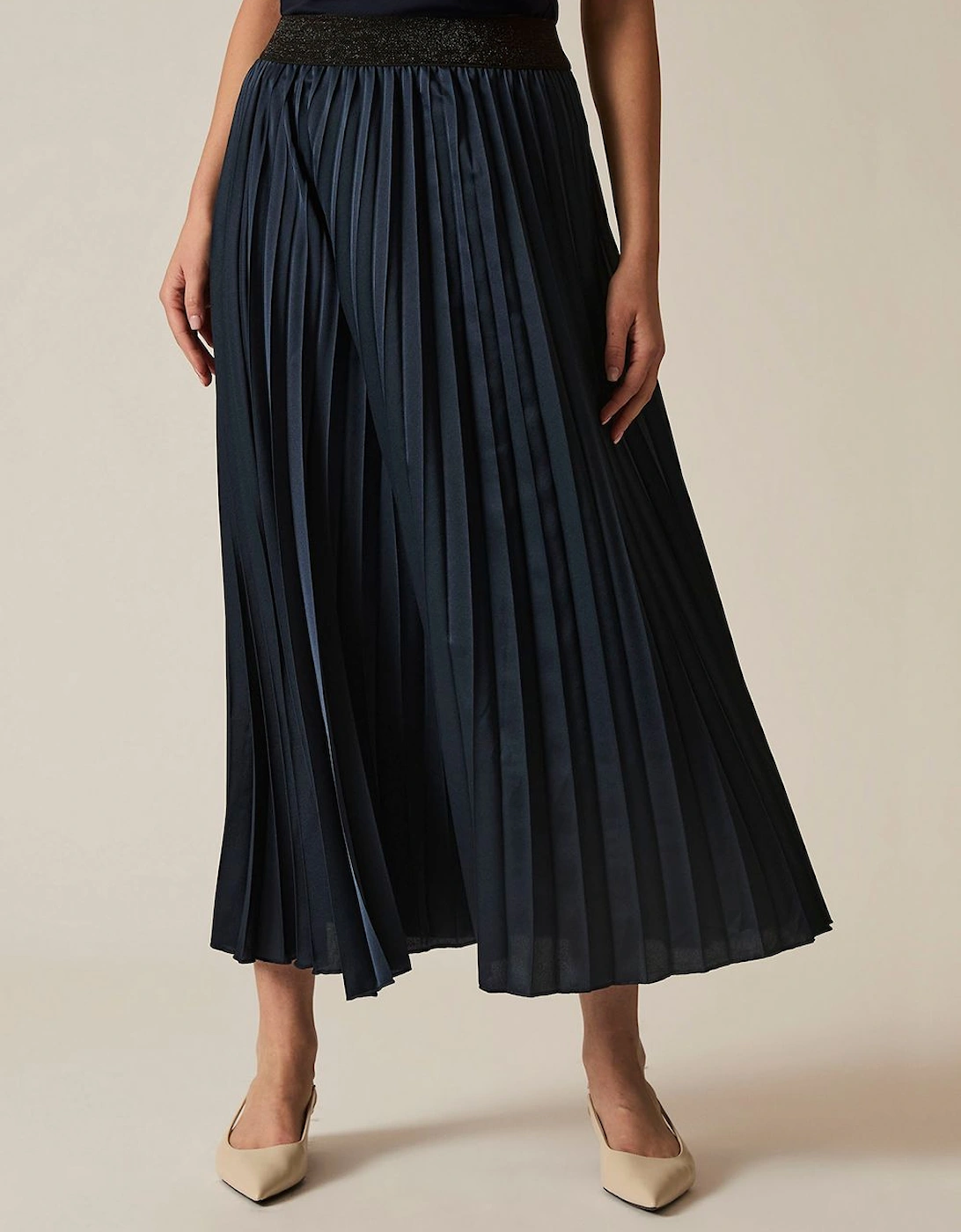 Navy Pleated Maxi Skirt, 2 of 1