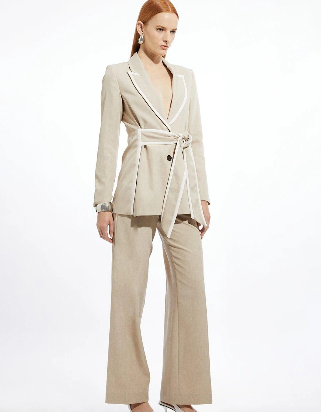 Straight Leg Tipped Tailored Trousers, 2 of 1