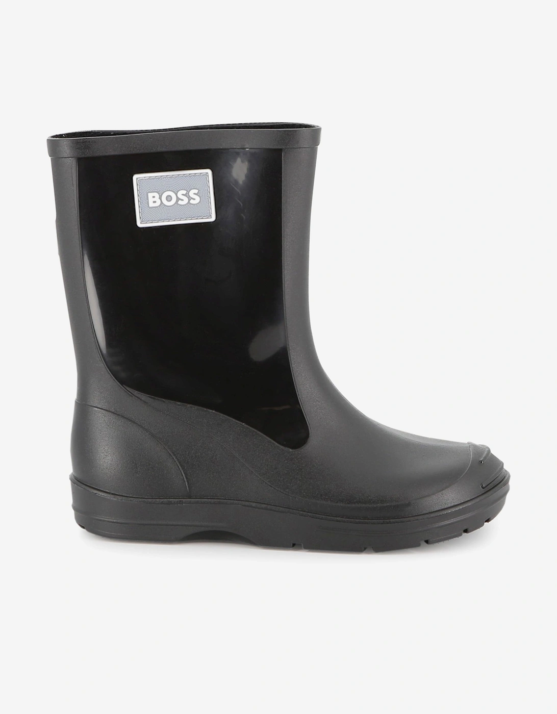 BOSS Boys Branded Rain Boots in Black, 7 of 6