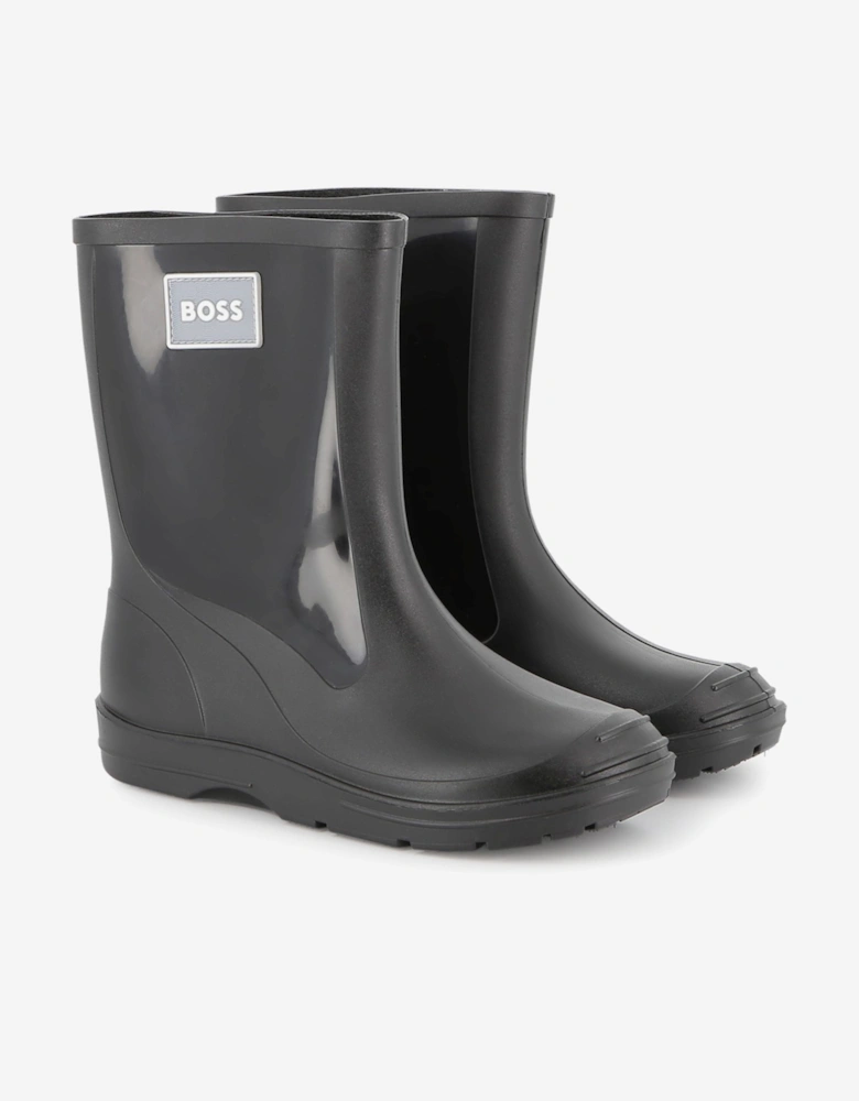 BOSS Boys Branded Rain Boots in Black