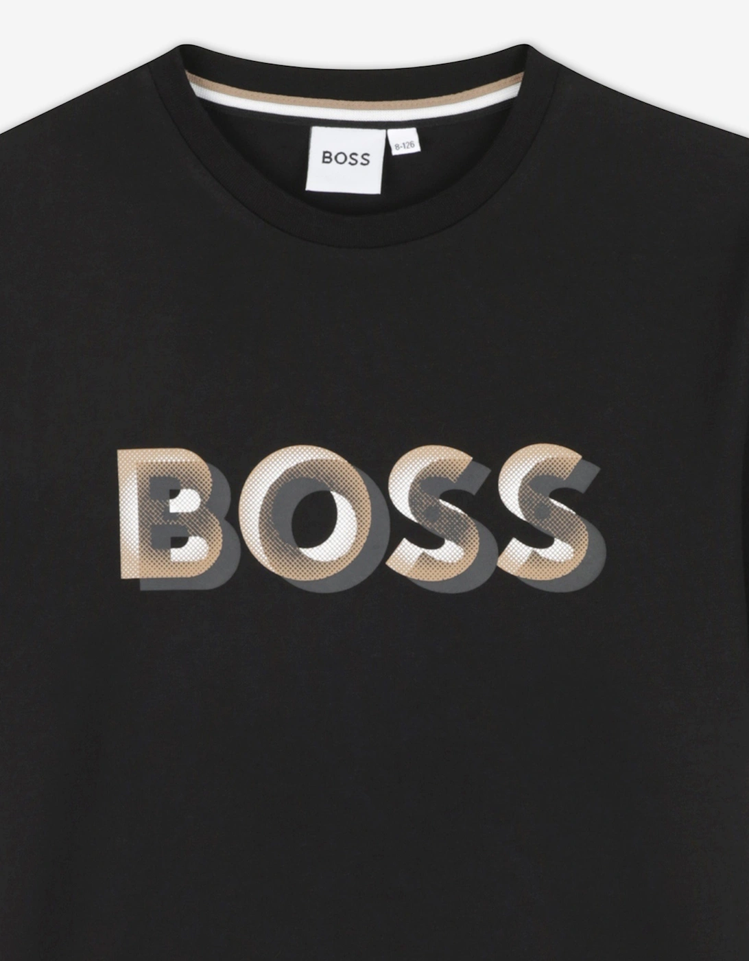 BOSS Boys Logo Print T-Shirt in Black