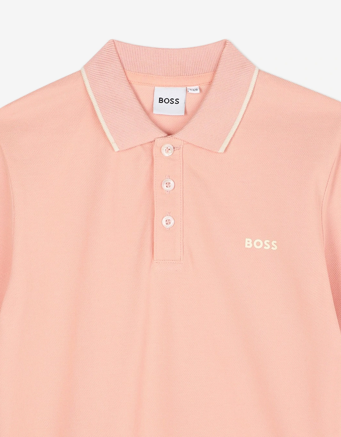 BOSS Boys Logo Print Polo Shirt in Pink