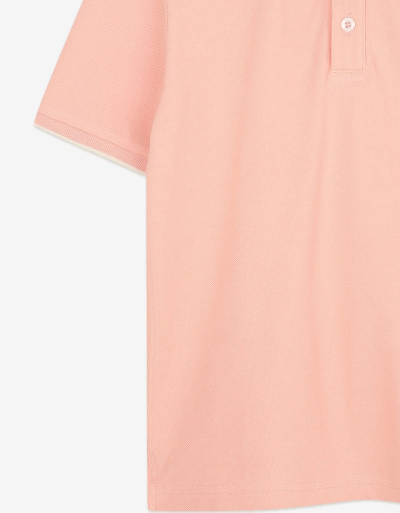 BOSS Boys Logo Print Polo Shirt in Pink