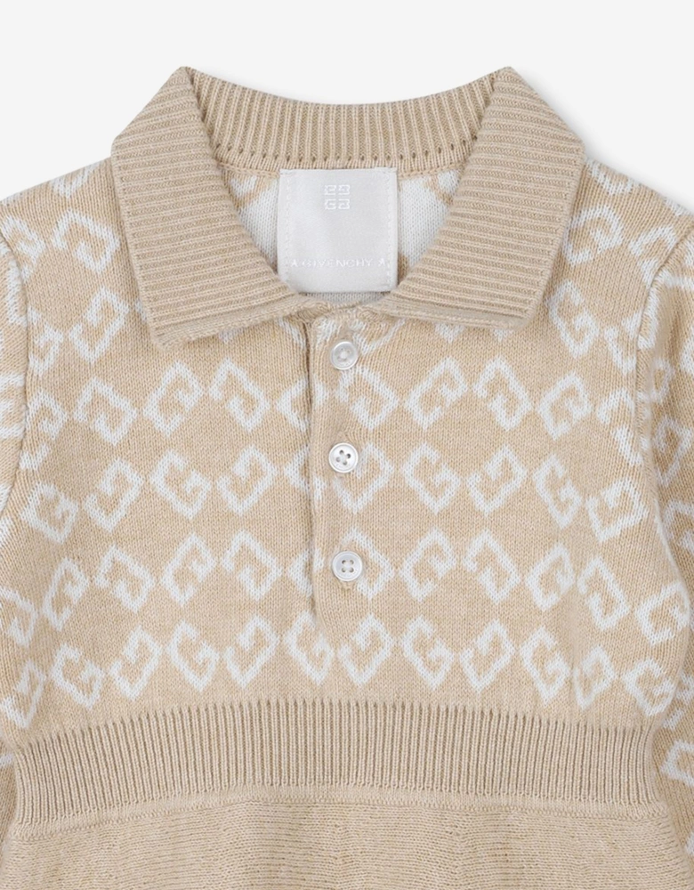 Baby Girls 4G Knitted Dress in Beige