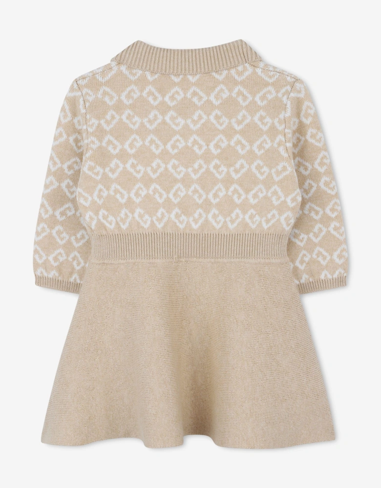 Baby Girls 4G Knitted Dress in Beige