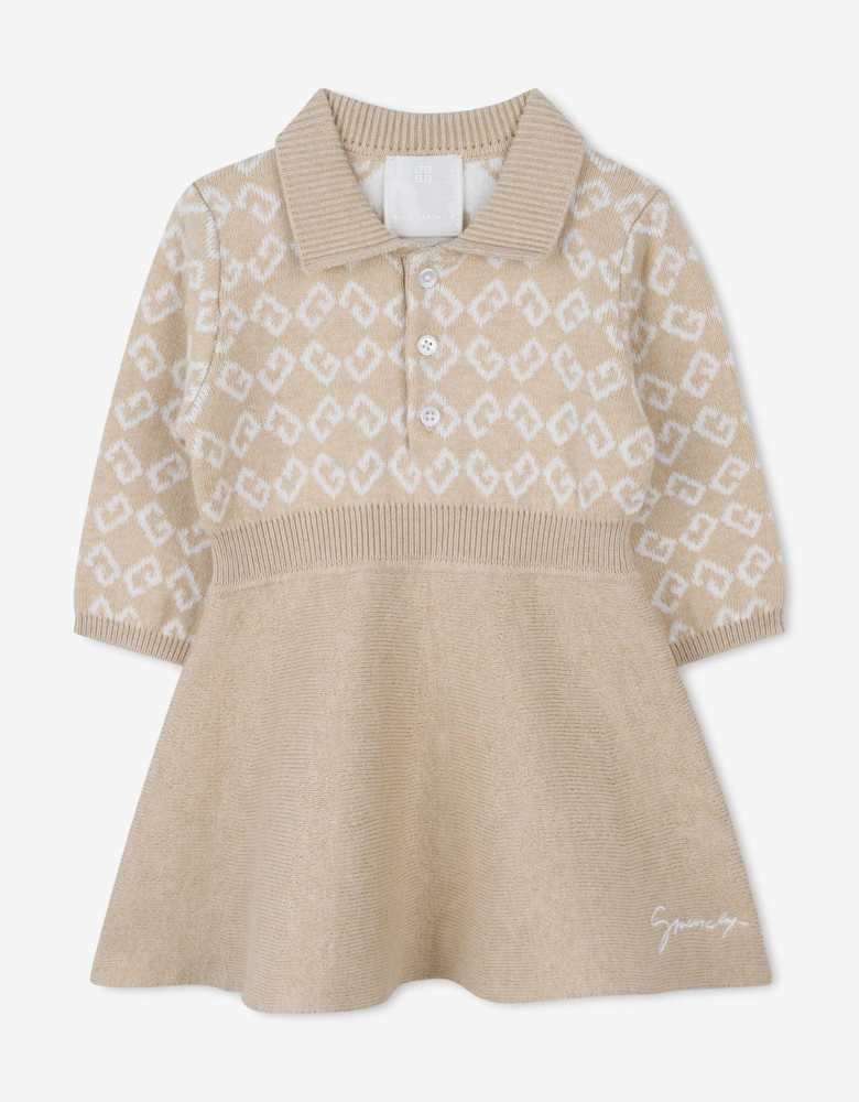 Baby Girls 4G Knitted Dress in Beige