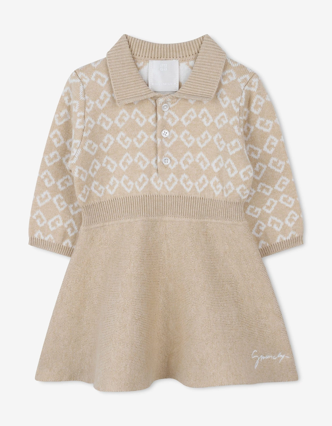 Baby Girls 4G Knitted Dress in Beige, 5 of 4