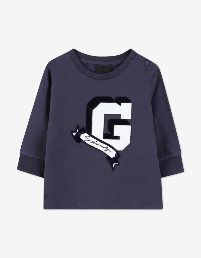 Baby Boys Long Sleeve G Logo T-Shirt in Navy