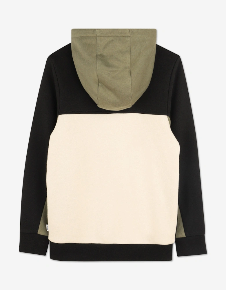 BOSS Boys Logo Print Zip Up Top in Ivory