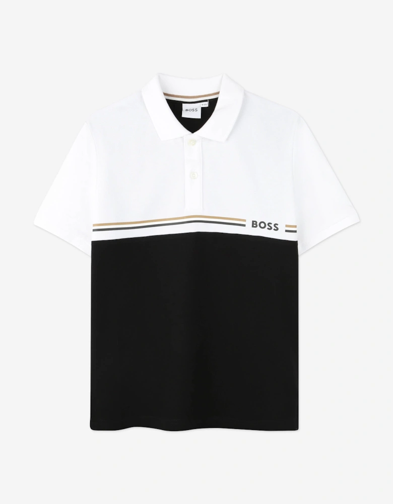 BOSS Boys Colourblock Polo Shirt in Black
