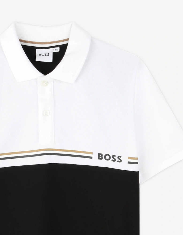 BOSS Boys Colourblock Polo Shirt in Black