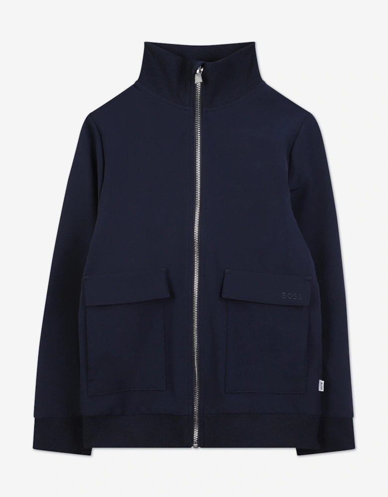 BOSS Boys Logo Track Jacket in Navy
