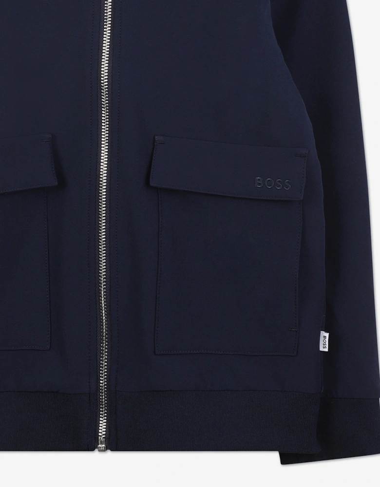 BOSS Boys Logo Track Jacket in Navy