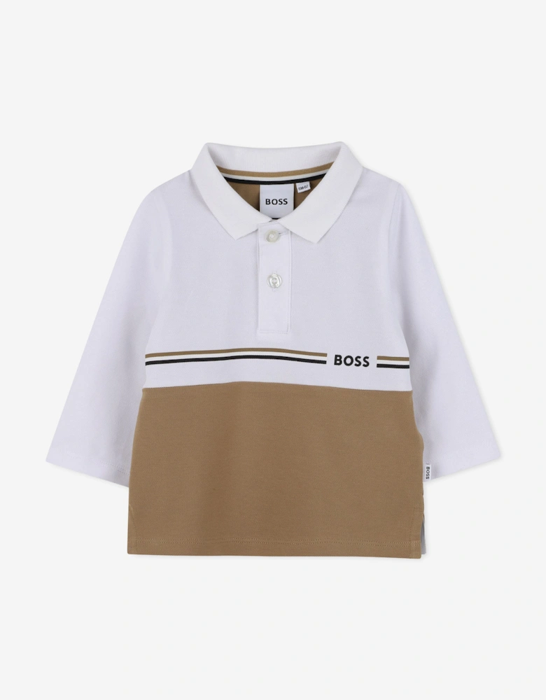 BOSS Baby Boys Long Sleeve Polo Shirt in Brown