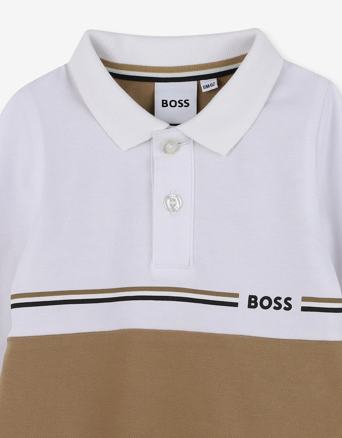 BOSS Baby Boys Long Sleeve Polo Shirt in Brown
