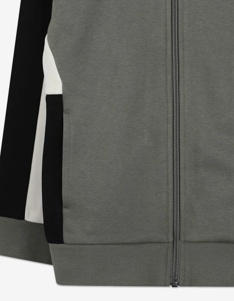 BOSS Boys Logo Print Zip Up Top in Green