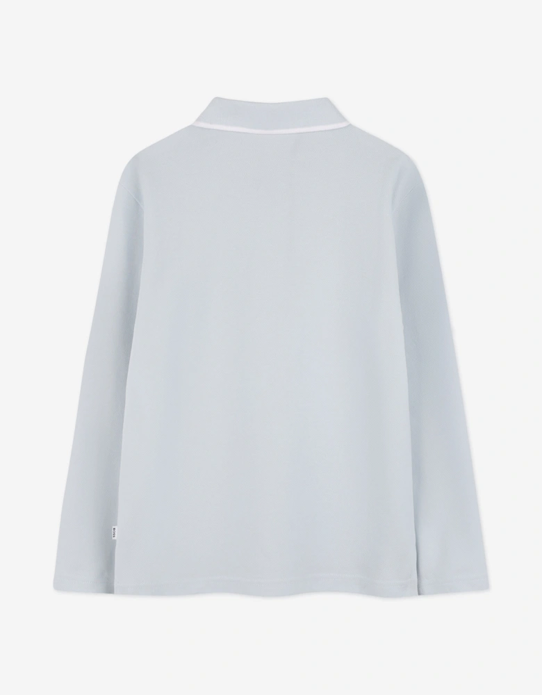 BOSS Boys Long Sleeve Polo Shirt in Blue