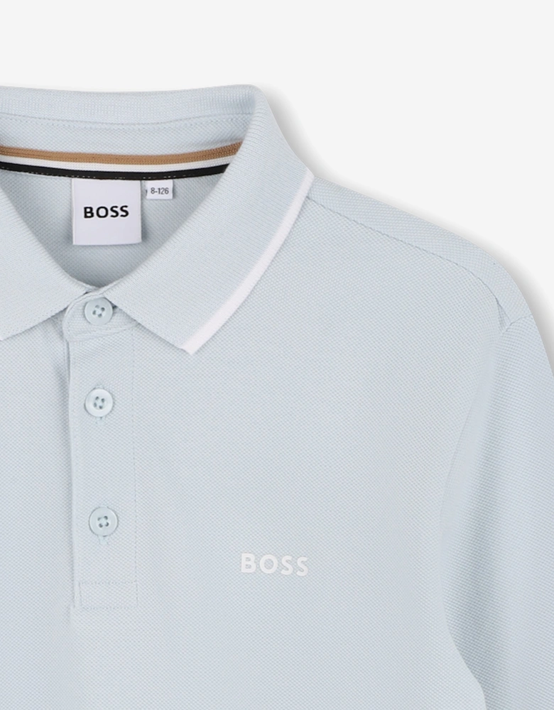 BOSS Boys Long Sleeve Polo Shirt in Blue