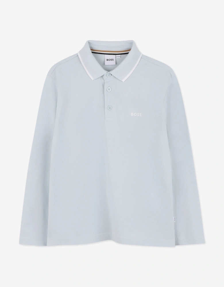 BOSS Boys Long Sleeve Polo Shirt in Blue