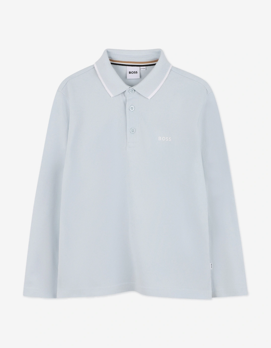 BOSS Boys Long Sleeve Polo Shirt in Blue, 5 of 4